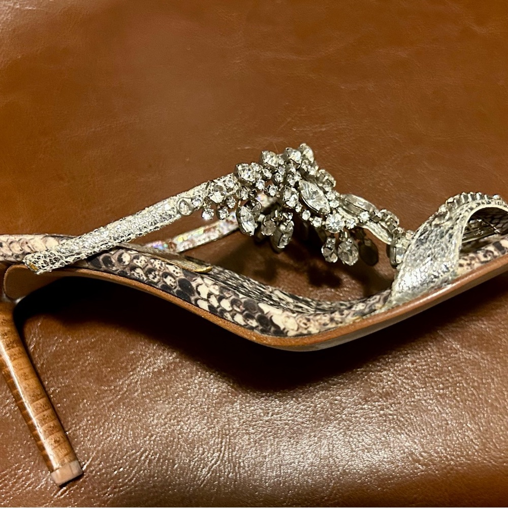 Beverly Feldman Silver Python / Rhinestone Sandal - image 6
